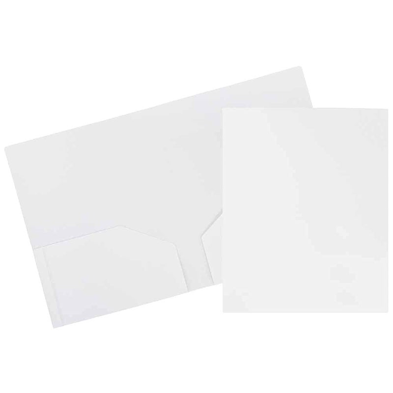 JAM Paper مجلدات مدرسية بلاستيكية ثقيلة 2 جيب شديدة التحمل - أبيض - 6/عبوة - Image 1